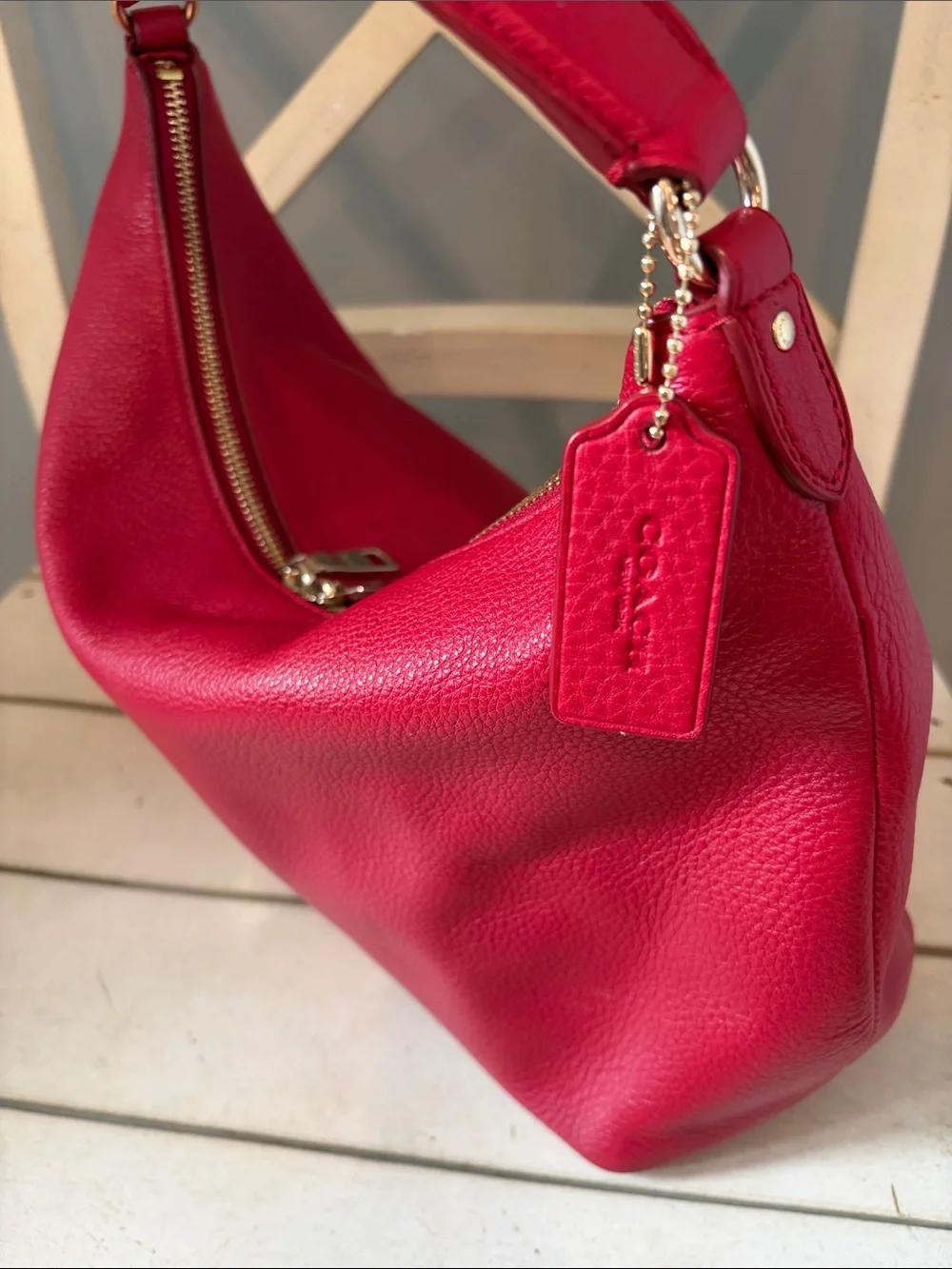 Coach Women's Red Leather Shoulder Bag